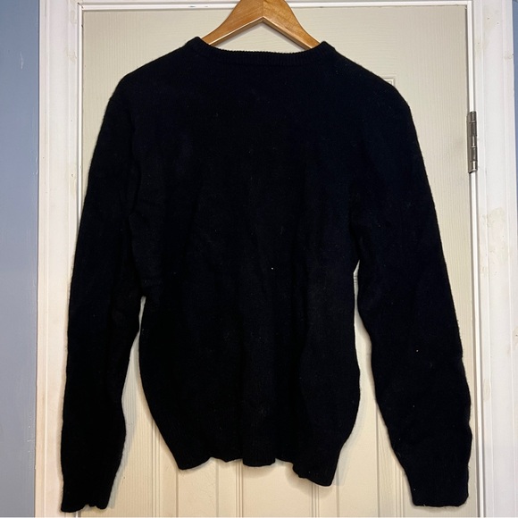 Polo Ralph Lauren V Neck Sweater 100% Lambs Wool Pullover Black Men's Size L - Picture 4 of 4